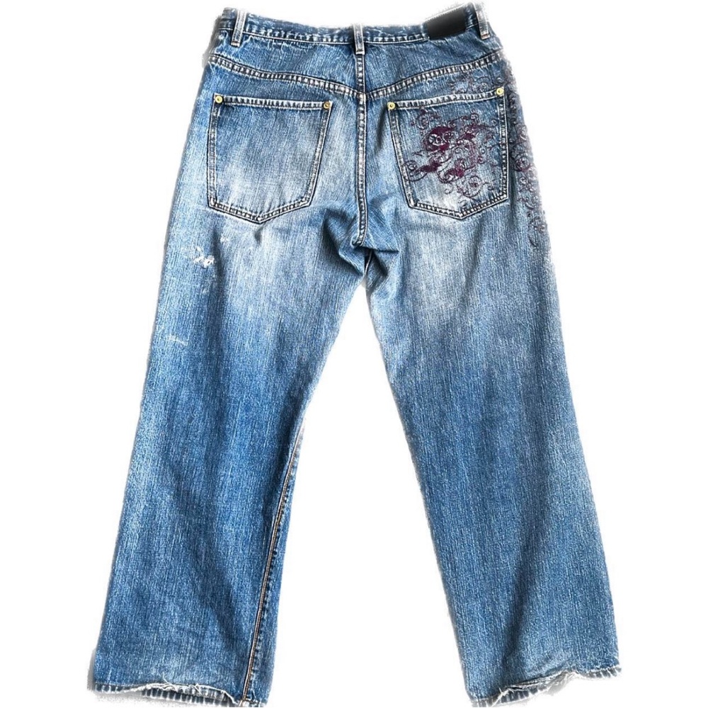 Vintage Y2K/90s era Sean John baggy wide leg jeans with distressing.